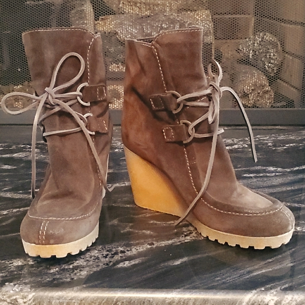Barney's New York Brown Suede Booties